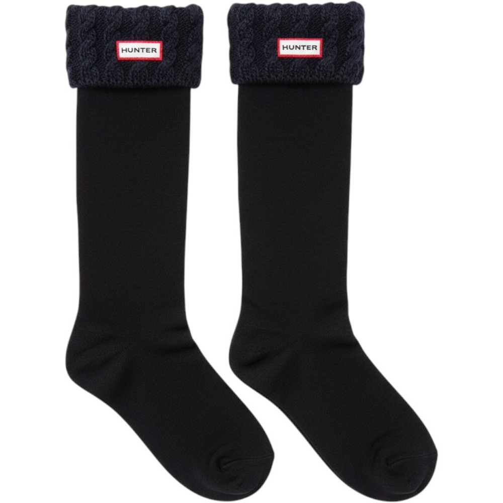 NWOT Hunter Fleece Boot Socks Size Large Black Cable Knit
